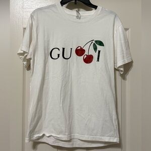 Caribbean White Tee with Cherry Motif
